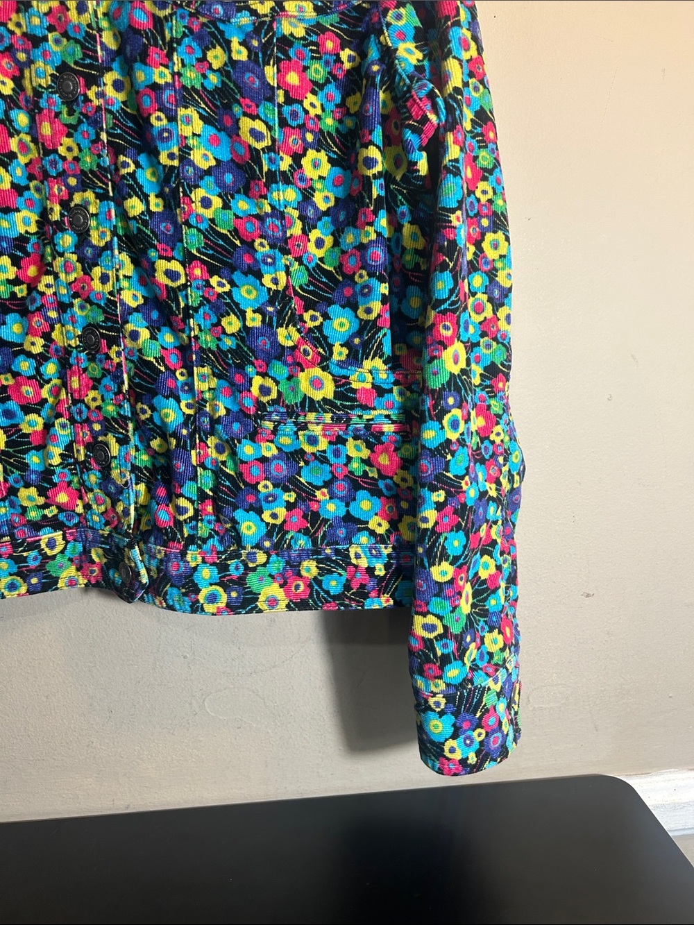 Liz Claiborne Floral Corduroy Jean Style Jacket Women's Size Large - Picture 4 of 9